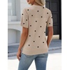 Zeagoo Women’s Short Sleeve Sweater Tops 2026 Spring Summer Crew Neck Hollow Out Blouses Dressy Business Casual Outfits(Black Polka Dots)