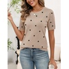 Zeagoo Women’s Short Sleeve Sweater Tops 2026 Spring Summer Crew Neck Hollow Out Blouses Dressy Business Casual Outfits(Black Polka Dots)