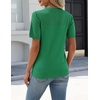 Zeagoo Women’s Short Sleeve Sweater Tops 2026 Spring Summer Crew Neck Hollow Out Blouses Dressy Business Casual Outfits(Green)