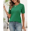 Zeagoo Women’s Short Sleeve Sweater Tops 2026 Spring Summer Crew Neck Hollow Out Blouses Dressy Business Casual Outfits(Green)