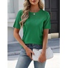 Zeagoo Women’s Short Sleeve Sweater Tops 2026 Spring Summer Crew Neck Hollow Out Blouses Dressy Business Casual Outfits(Green)