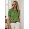 Zeagoo Women’s Short Sleeve Sweater Tops 2026 Spring Summer Crew Neck Hollow Out Blouses Dressy Business Casual Outfits(Green Polka Dots)