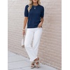 Zeagoo Women’s Short Sleeve Sweater Tops 2026 Spring Summer Crew Neck Hollow Out Blouses Dressy Business Casual Outfits(Navy)