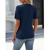 Zeagoo Women’s Short Sleeve Sweater Tops 2026 Spring Summer Crew Neck Hollow Out Blouses Dressy Business Casual Outfits(Navy)