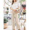 Zeagoo Women’s Short Sleeve Sweater Tops 2026 Spring Summer Crew Neck Hollow Out Blouses Dressy Business Casual Outfits(White)