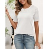Zeagoo Women’s Short Sleeve Sweater Tops 2026 Spring Summer Crew Neck Hollow Out Blouses Dressy Business Casual Outfits(White)