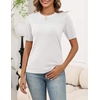Zeagoo Women’s Short Sleeve Sweater Tops 2026 Spring Summer Crew Neck Hollow Out Blouses Dressy Business Casual Outfits(White)