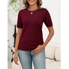 Zeagoo Women’s Short Sleeve Sweater Tops 2026 Spring Summer Crew Neck Hollow Out Blouses Dressy Business Casual Outfits(Wine Red)