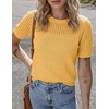 Zeagoo Women’s Short Sleeve Sweater Tops 2026 Spring Summer Crew Neck Hollow Out Blouses Dressy Business Casual Outfits(Yellow)