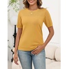 Zeagoo Women’s Short Sleeve Sweater Tops 2026 Spring Summer Crew Neck Hollow Out Blouses Dressy Business Casual Outfits(Yellow)