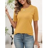 Zeagoo Women’s Short Sleeve Sweater Tops 2026 Spring Summer Crew Neck Hollow Out Blouses Dressy Business Casual Outfits(Yellow)