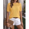 Zeagoo Women’s Short Sleeve Sweater Tops 2026 Spring Summer Crew Neck Hollow Out Blouses Dressy Business Casual Outfits(Yellow)