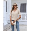 Zeagoo Womens Short Sleeve Sweater V Neck Lightweight Dressy Casual Outfits(Beige)