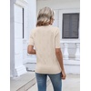 Zeagoo Womens Short Sleeve Sweater V Neck Lightweight Dressy Casual Outfits(Beige)