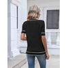 Zeagoo Womens Short Sleeve Sweater V Neck Lightweight Dressy Casual Outfits(Black-white)