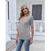 Zeagoo Womens Short Sleeve Sweater V Neck Lightweight Dressy Casual Outfits(Gray)
