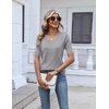 Zeagoo Womens Short Sleeve Sweater V Neck Lightweight Dressy Casual Outfits(Gray)