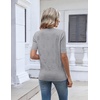 Zeagoo Womens Short Sleeve Sweater V Neck Lightweight Dressy Casual Outfits(Gray)