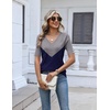 Zeagoo Womens Short Sleeve Sweater V Neck Lightweight Dressy Casual Outfits(Gray-navy)