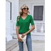 Zeagoo Womens Short Sleeve Sweater V Neck Lightweight Dressy Casual Outfits(Green)