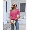 Zeagoo Womens Short Sleeve Sweater V Neck Lightweight Dressy Casual Outfits(Hot Pink)