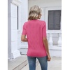 Zeagoo Womens Short Sleeve Sweater V Neck Lightweight Dressy Casual Outfits(Hot Pink)