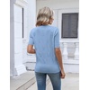 Zeagoo Womens Short Sleeve Sweater V Neck Lightweight Dressy Casual Outfits(Light Blue)