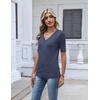 Zeagoo Womens Short Sleeve Sweater V Neck Lightweight Dressy Casual Outfits(Navy Blue)