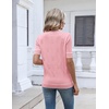 Zeagoo Womens Short Sleeve Sweater V Neck Lightweight Dressy Casual Outfits(Pink-white)