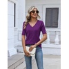 Zeagoo Womens Short Sleeve Sweater V Neck Lightweight Dressy Casual Outfits(Purple)