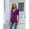 Zeagoo Womens Short Sleeve Sweater V Neck Lightweight Dressy Casual Outfits(Purple)