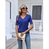 Zeagoo Womens Short Sleeve Sweater V Neck Lightweight Dressy Casual Outfits(Royal Blue)