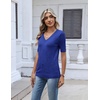 Zeagoo Womens Short Sleeve Sweater V Neck Lightweight Dressy Casual Outfits(Royal Blue)