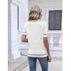 Zeagoo Womens Short Sleeve Sweater V Neck Lightweight Dressy Casual Outfits(White-black)