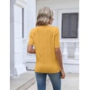 Zeagoo Womens Short Sleeve Sweater V Neck Lightweight Dressy Casual Outfits(Yellow)