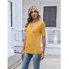 Zeagoo Womens Short Sleeve Sweater V Neck Lightweight Dressy Casual Outfits(Yellow)