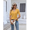 Zeagoo Womens Short Sleeve Sweater V Neck Lightweight Dressy Casual Outfits(Yellow)