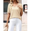 Zeagoo Womens Short Sleeve Sweaters Summer V Neck Business Casual Knit Tops(Beige)