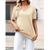 Zeagoo Womens Short Sleeve Sweaters Summer V Neck Business Casual Knit Tops(Beige)