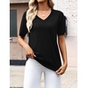 Zeagoo Womens Short Sleeve Sweaters Summer V Neck Business Casual Knit Tops(Black)