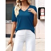 Zeagoo Womens Short Sleeve Sweaters Summer V Neck Business Casual Knit Tops(Blue)