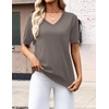 Zeagoo Womens Short Sleeve Sweaters Summer V Neck Business Casual Knit Tops(Coffee)