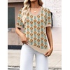 Zeagoo Womens Short Sleeve Sweaters Summer V Neck Business Casual Knit Tops(Floral Apricot)