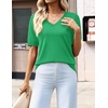 Zeagoo Womens Short Sleeve Sweaters Summer V Neck Business Casual Knit Tops(Green)