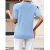 Zeagoo Womens Short Sleeve Sweaters Summer V Neck Business Casual Knit Tops(Light Blue)