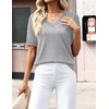 Zeagoo Womens Short Sleeve Sweaters Summer V Neck Business Casual Knit Tops(Light Gray)