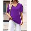 Zeagoo Womens Short Sleeve Sweaters Summer V Neck Business Casual Knit Tops(Purple)