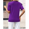 Zeagoo Womens Short Sleeve Sweaters Summer V Neck Business Casual Knit Tops(Purple)