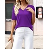 Zeagoo Womens Short Sleeve Sweaters Summer V Neck Business Casual Knit Tops(Purple)