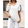 Zeagoo Womens Short Sleeve Sweaters Summer V Neck Business Casual Knit Tops(White)